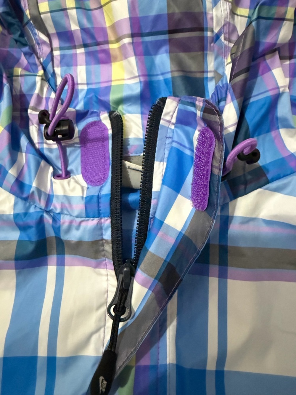 Vintage Nike Plaid Blue Hooded Windbreaker Jacket - Picture 2 of 5